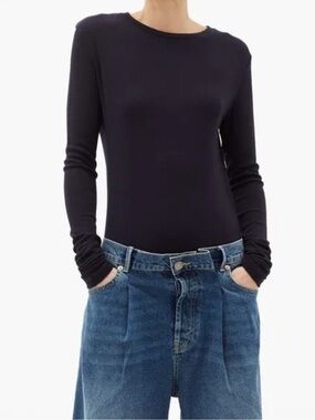 Raey organic wool black long sleeve shirt